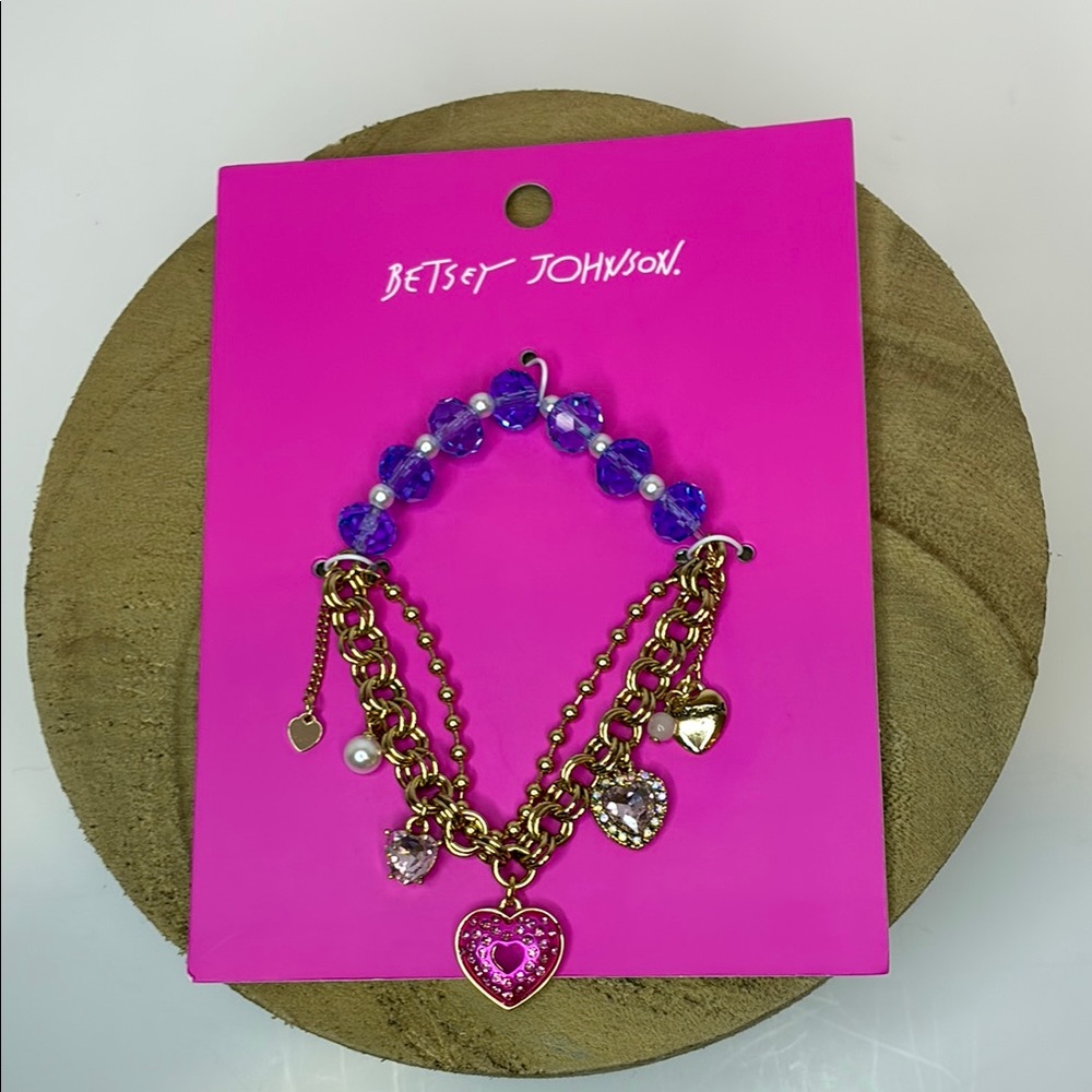 Betsey Johnson Gold and Blue Charm Bracelet